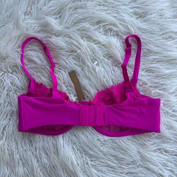 Skims Femme Lace Unlined Scoop Bra Fuchsia Size 40DD - Picture 4 of 8